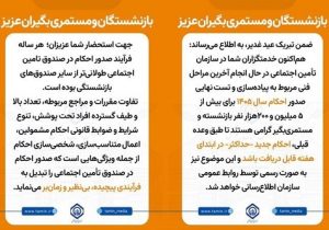 اطلاعیه سازمان تأمین اجتماعی در خصوص صدور احکام بازنشستگان و مستمری‌ بگیران